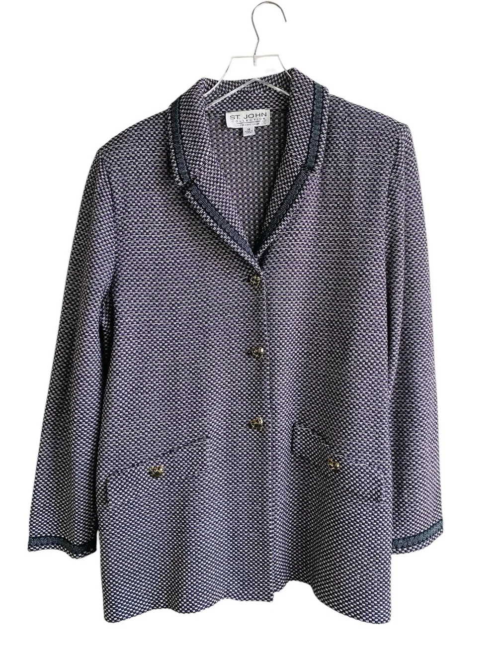 St John Collection Wool Tweed Pattern Skirt Suit Size 14/16
